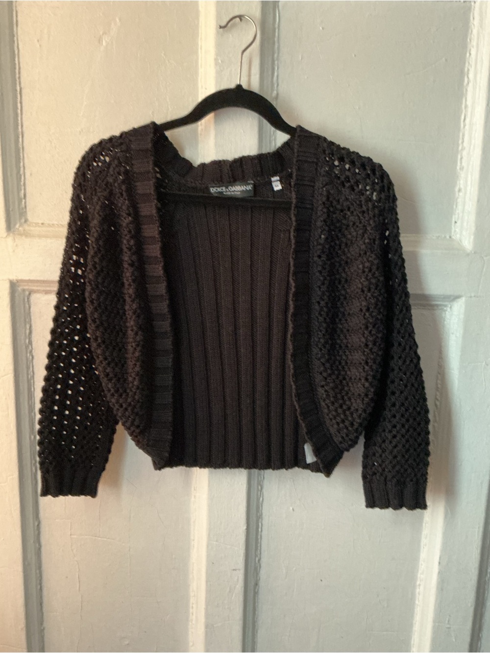 Dolce & Gabbana Black Open-Weave Cropped Bolero Cardigan